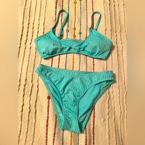 AEROPOSTALE Blue Ribbed/ Striped BIKINI SET Size Small